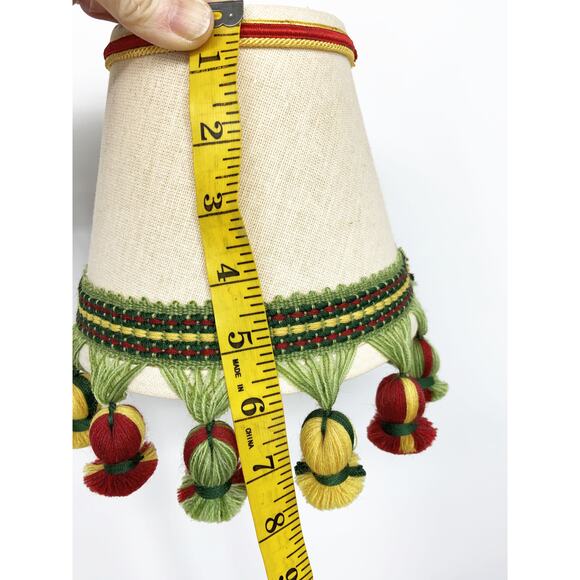 Set of Two Embroidered Drum Lampshade with Tassel Fringe Decorative Lampshade - Picture 4 of 6